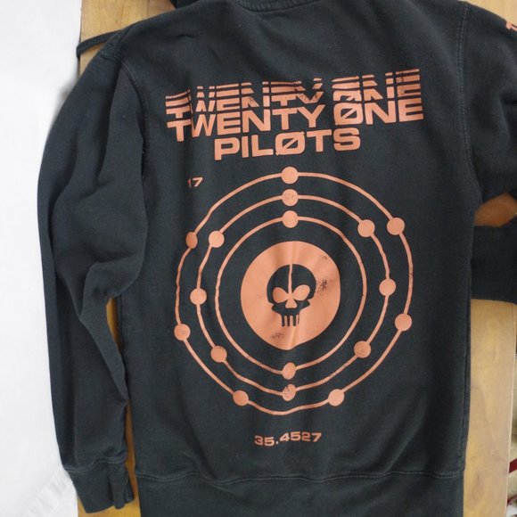 Twenty One Pilots Black & Orange Hooded Sweatshirt Men's XS - Picture 4 of 7
